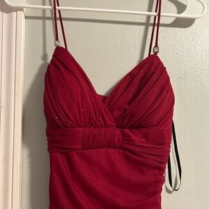 Elegant Red Spaghetti Strap Dress